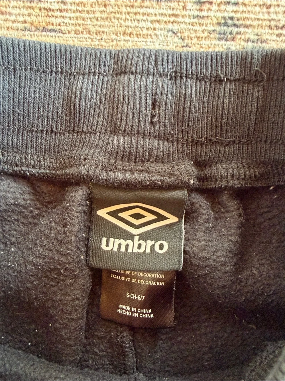 Umbro Black Kids Joggers with White Side Piping